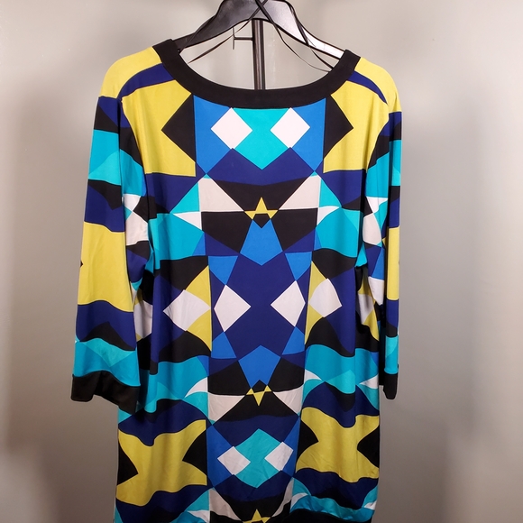 Style & Co. Blue and Yellow Geometric Tunic Top - Picture 3 of 3